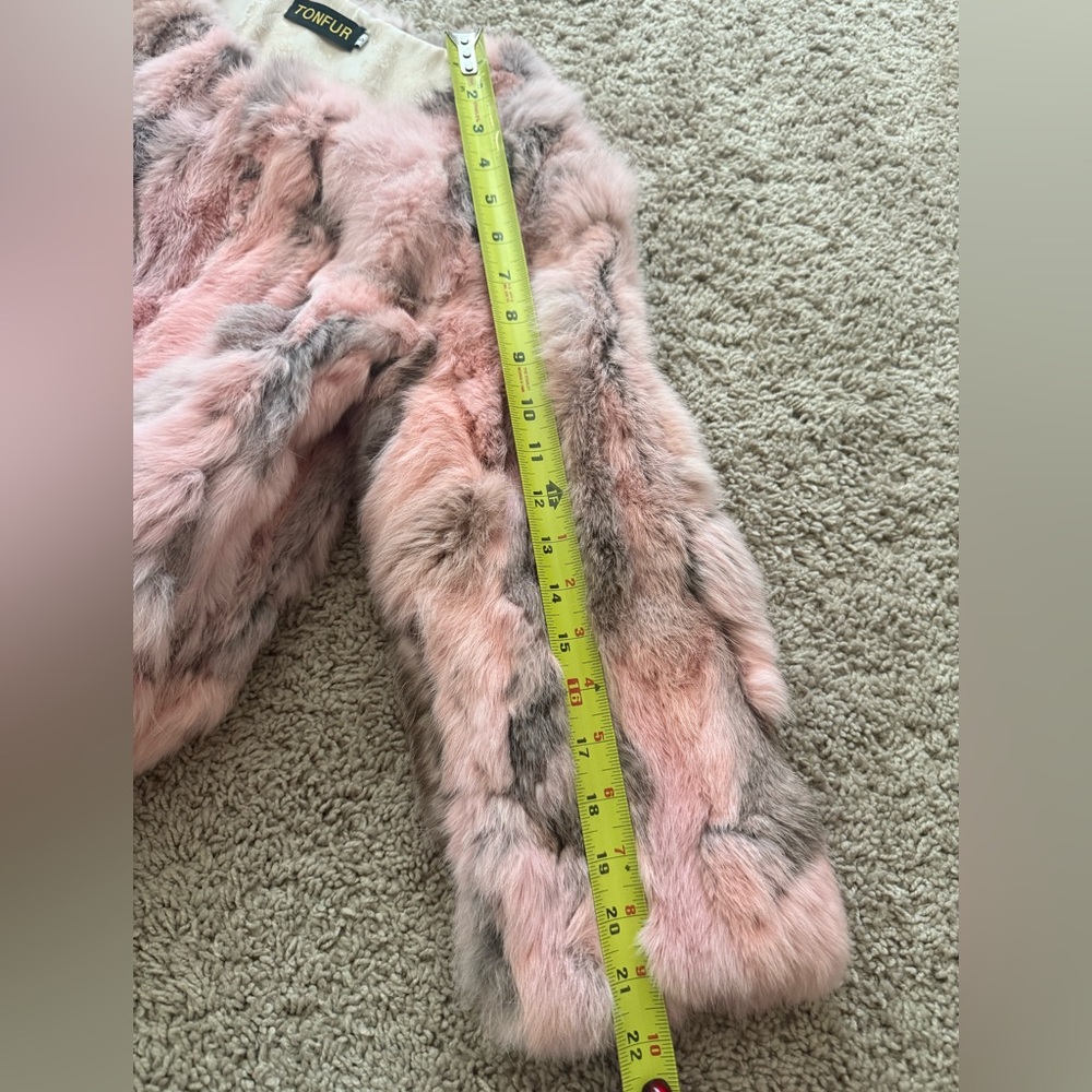 Pink & Grey Genuine Rabbit Fur Jacket - Picture 3 of 4
